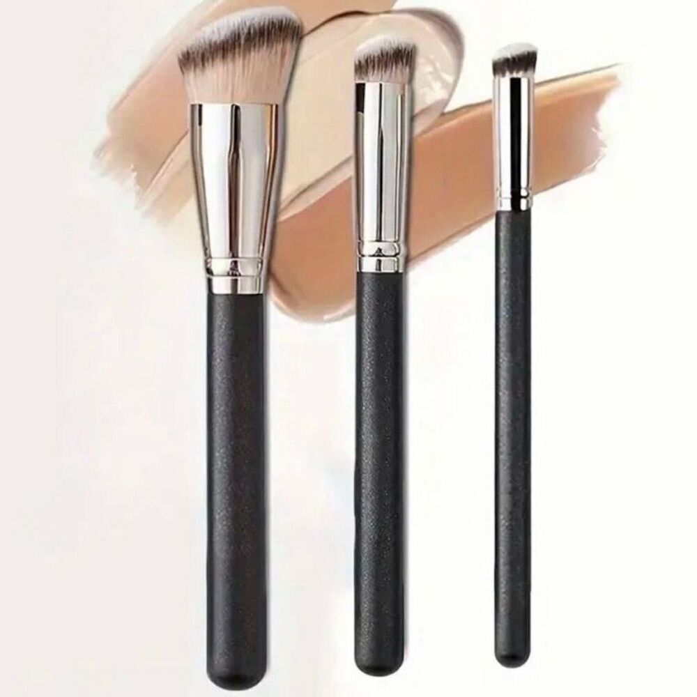 NWT 3 Kabuki Multi-Purpose Face Makeup Brushes Blending Buffing Flawless Finish